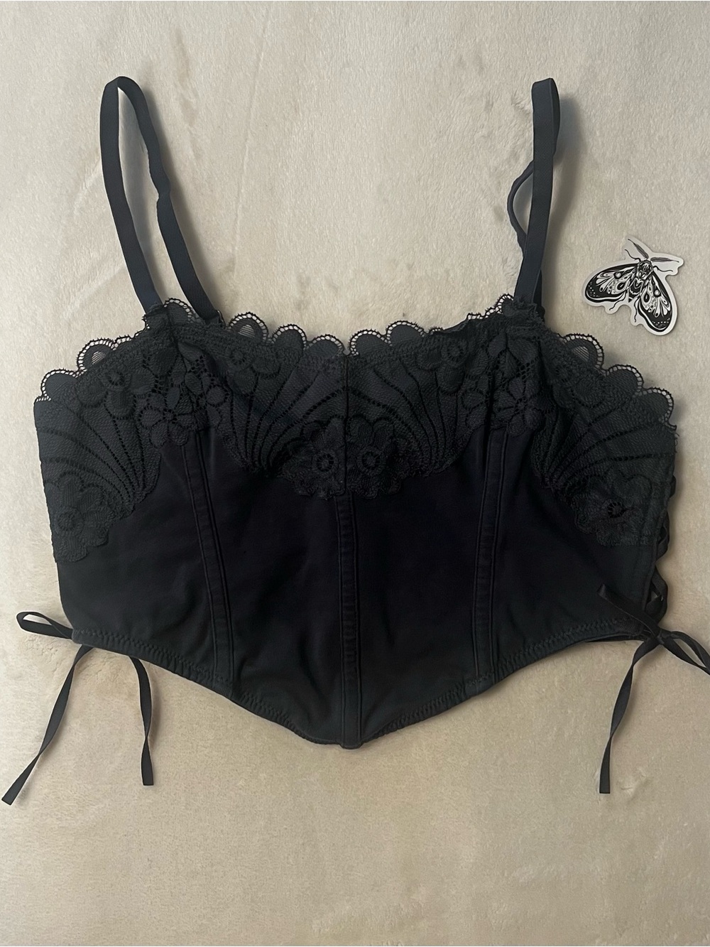 Colsie Charcoal Gray Corset-style Bra/Crop top